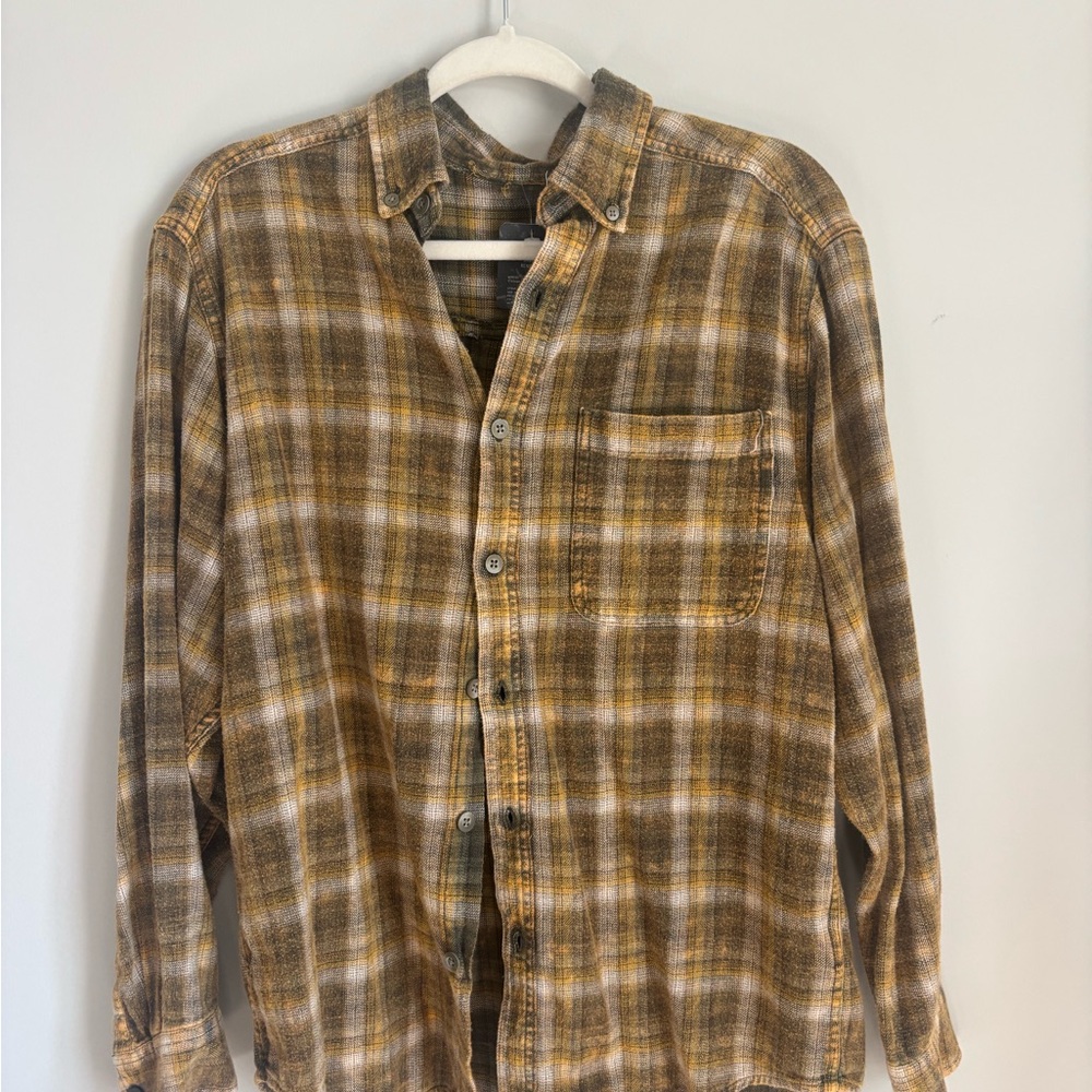 Urban Outfitters Brown and Yellow Plaid Shirt